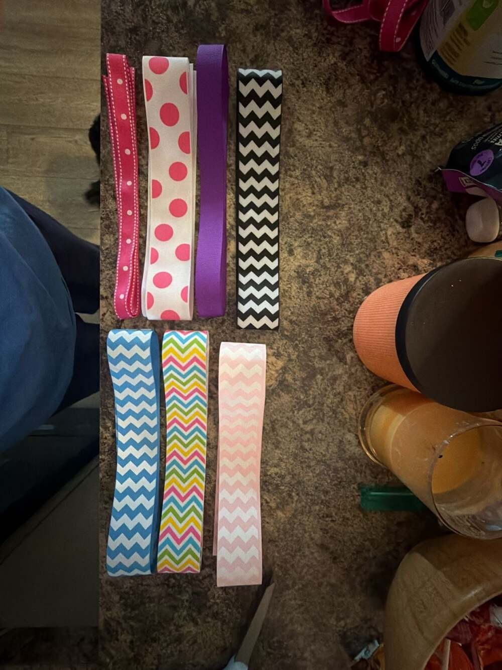 Asst Decorative Grosgrain Ribbon Crafting Lot with Polka Dot & Chevron Patterns